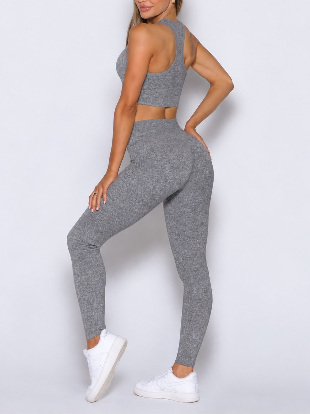 Bombshell Sportswear V-Back Scrunch Leggings Heather Grey Slim Fit Activewear